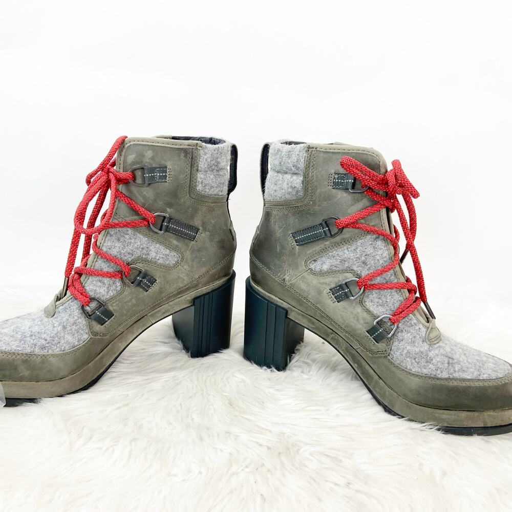 NWOB Sorel US 11 Womens Quarry Grey Blake Lace-Up Block Leather Waterproof Boots - Picture 8 of 11